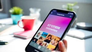 Engaging smartphone displaying monetization tactics for Instagram stories link.