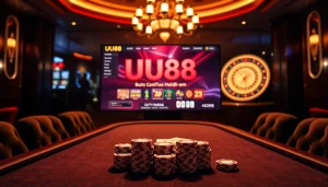 Experience the thrill of UU88 with vibrant casino games and elegant table setups.