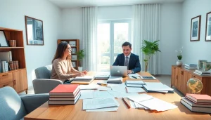 Certified translation services in a professional office setting highlighting soudní překlad.