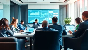 Team analyzing competitive intelligence data in a modern office setting, showcasing collaboration and insights.