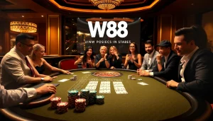 Experience the thrill of gambling with link to W88 on an elegant casino table scene.