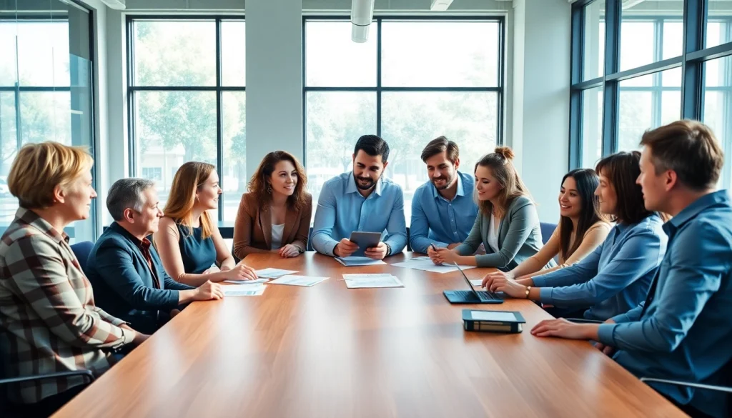 Engage in a business coaching service with a diverse team focused on collaboration and growth.