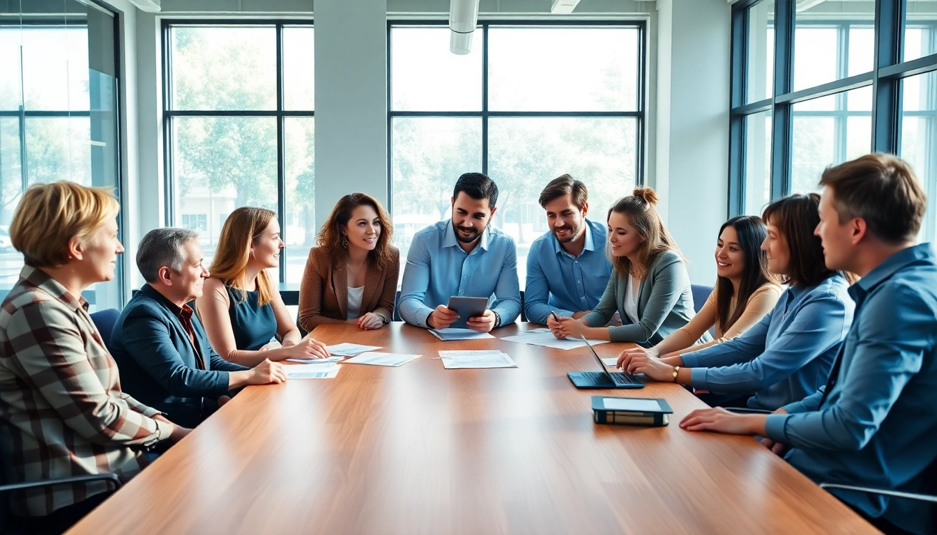 Engage in a business coaching service with a diverse team focused on collaboration and growth.