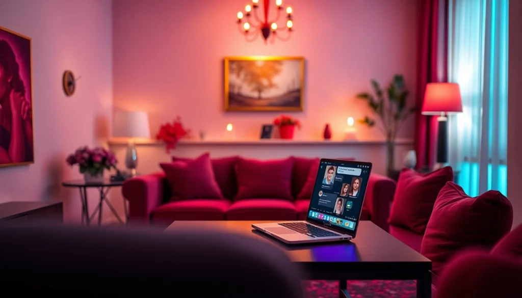 Cozy chat room featuring an engaging sex chat AI interface, perfect for intimate interactions.