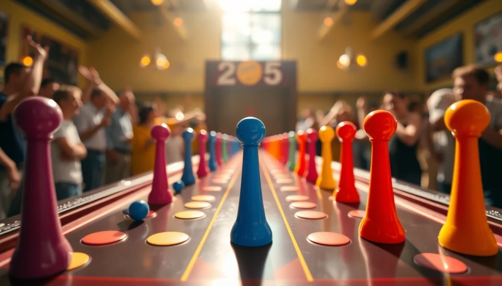 Permainan plinko yang seru dengan papan berwarna-warni dan keceriaan pemain.