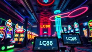 Experience LC88 Vip's exciting virtual casino environment with modern interfaces and vibrant lighting.