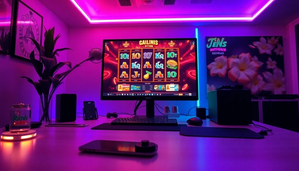 Melihat slot deposit 1k dengan antusiasme di ruang permainan modern dan atraktif.