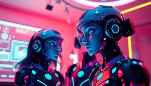 Interactive NSFW AI chat scene showcasing customizable avatars and a vibrant digital interface.