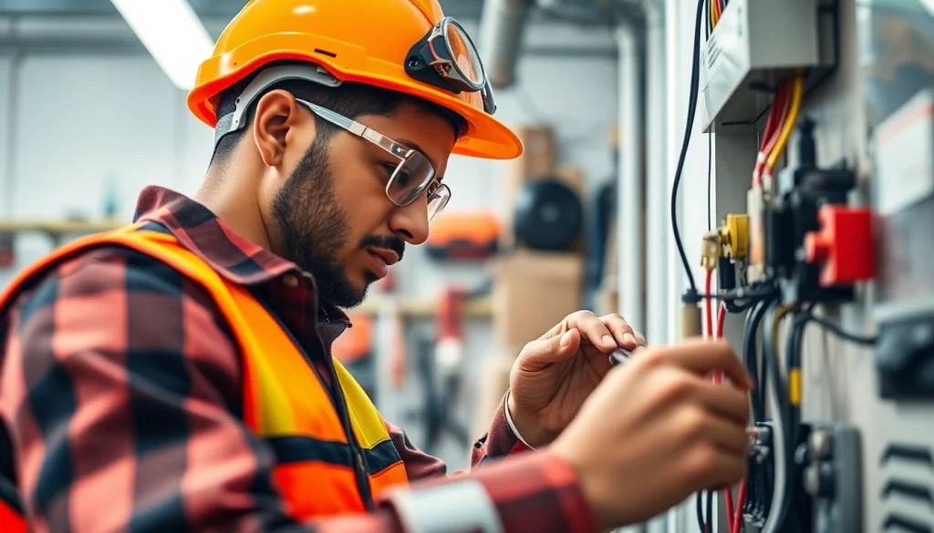 Electrician apprenticeship hawaii featuring a focused apprentice working on circuits in a modern workshop.