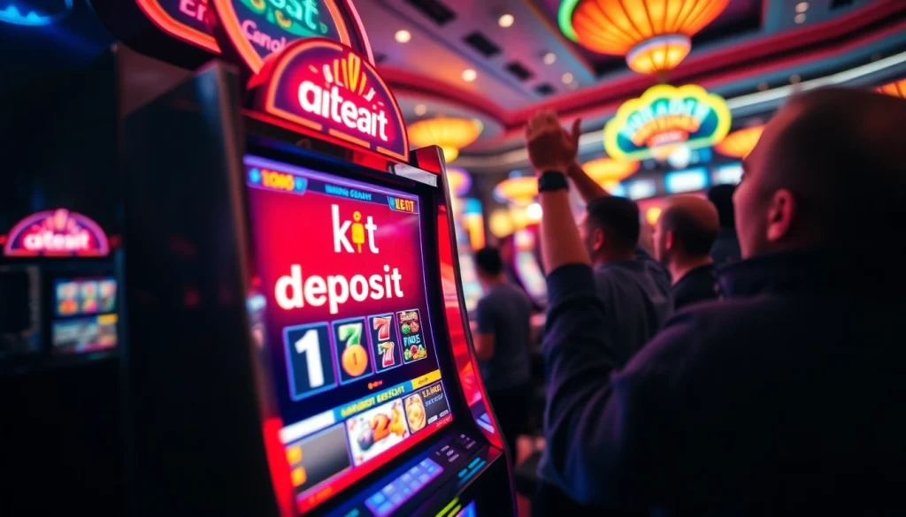 Menangkan slot deposit 1k dengan mesin slot yang penuh aksi dan pemain yang bersorak.