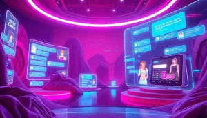 Engaging NSFW AI chatbot interaction in a vibrant virtual landscape.