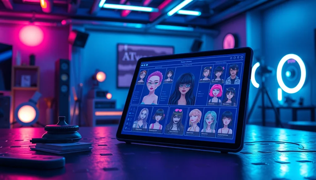 AI NSFW character generation interface depicting realistic options and vibrant colors