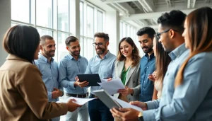 Find 1099 sales reps collaborating in a modern office environment.