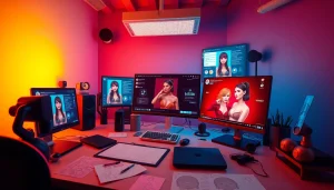 AI NSFW creative workspace with futuristic designs and interactive elements