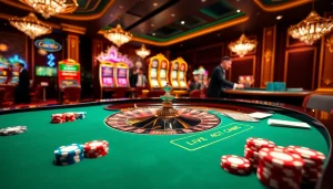 Join the excitement of U88 at a luxury casino with roulette tables and vibrant poker chips.