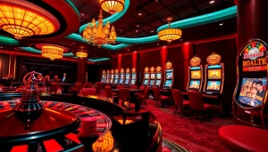 Experience thrilling hentai game excitement at a luxurious casino, featuring elegant tables and animated slot machines.