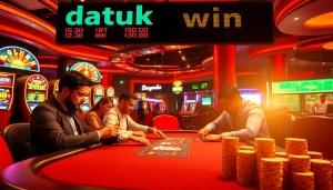 Rasakan sensasi kemenangan Datuk Win di kasino mewah ini dengan lampu berkilau dan permainan taruhan tinggi.