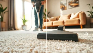 Revitalize your home with carpet cleaning specials featuring a technician in action.