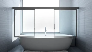 Showcasing luxurious bathtub sliding doors enhancing a modern bathroom.