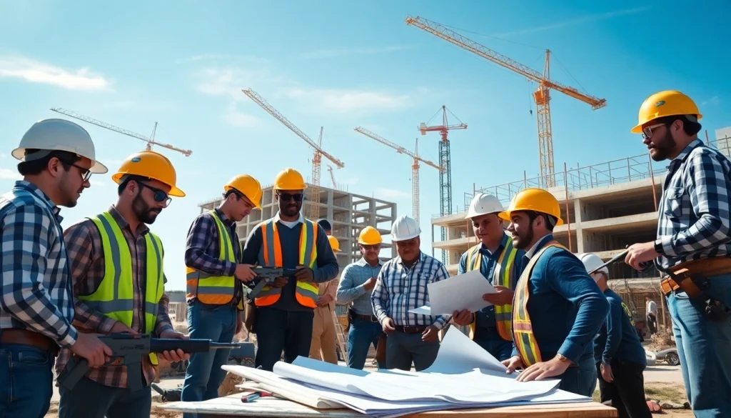 Austin construction team working collaboratively on a modern building project.