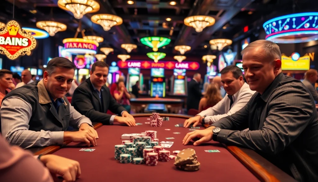 Pinco Casino tekrarlanan depozit bonusu təqdim edən canlı kazino atmosferası ilə dolu bir poker masası.