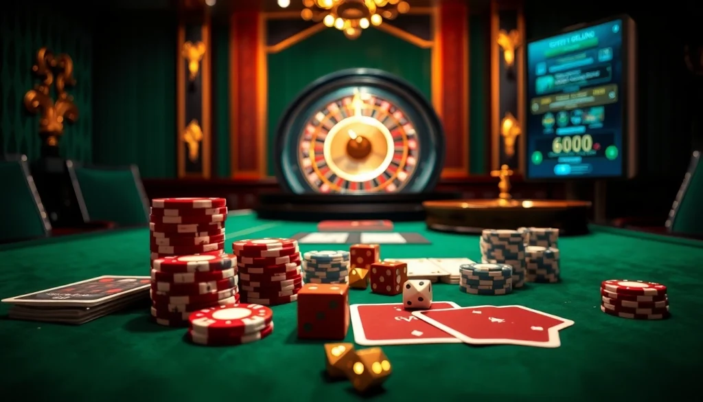 Expérience captivante dans un casino en ligne Français avec des jetons de poker et l'excitation de la roulette.