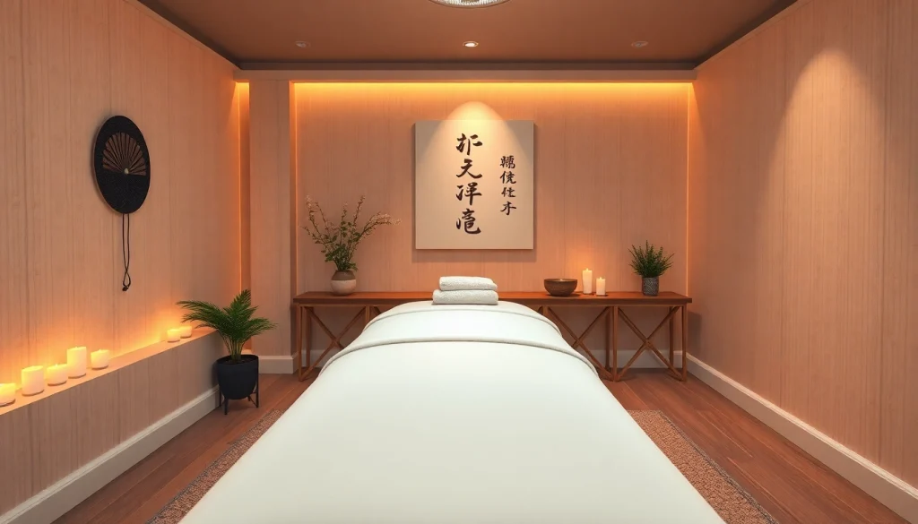 편안한 분위기와 고급스러운 장식이 있는 속초마사지 용 휴식 마사지 룸.