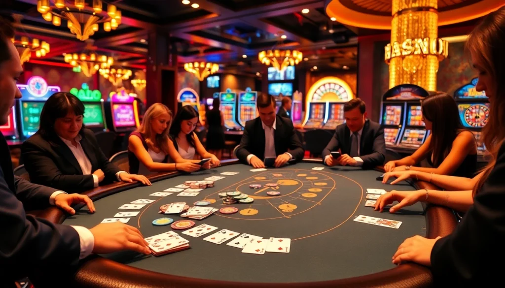 Plongez dans l'atmosphère palpitante de casino en ligne Français à une table de poker virtuelle luxueuse.