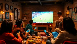 Exciting sports viewing experience featuring friends enjoying 토토스토리 sports betting and football match.
