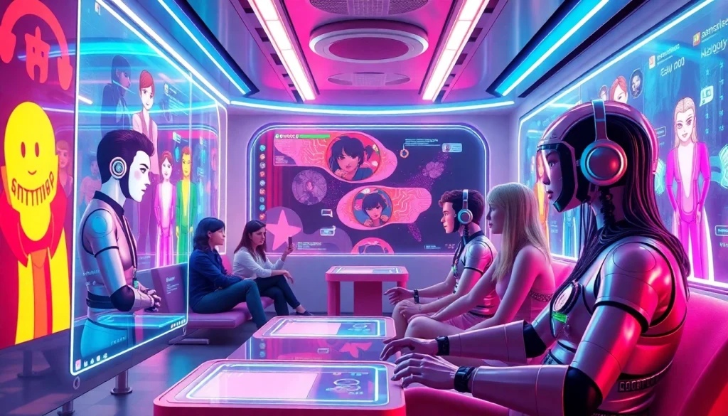 Dynamic interaction within an NSFW AI chatroom showcasing diverse characters.