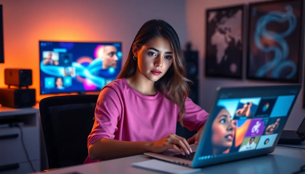 Image to prompt generator showcasing a user in a modern workspace with AI tools.