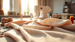 Stof voor blouse op een naaitafel met rijke kleuren en patronen.