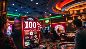 Rasakan sensasi promosi bonus slot untuk anggota baru dengan visual kasino yang berwarna-warni.