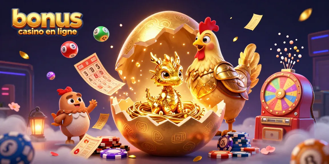 Dans cette scène colorée, le bonus casino en ligne attire les joueurs avec une pluie d'argent et des éléments de jeu en mouvement.