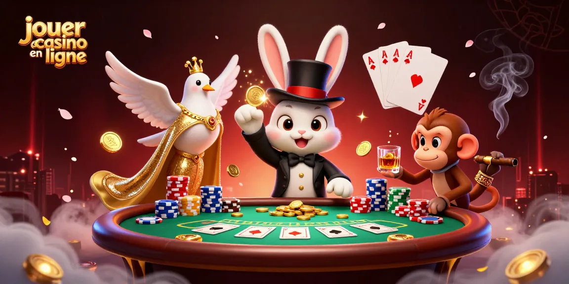 Jouer au casino en ligne dynamique avec un magicien, une colombe glamour et un singe espiègle.