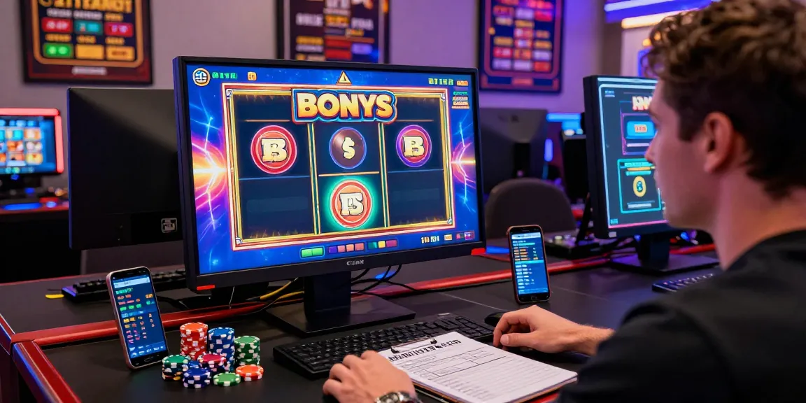 Engaging online casino player exploring bonus buy slots on https://aboutderbyshire.co.uk with colorful graphics and vibrant gaming setup.