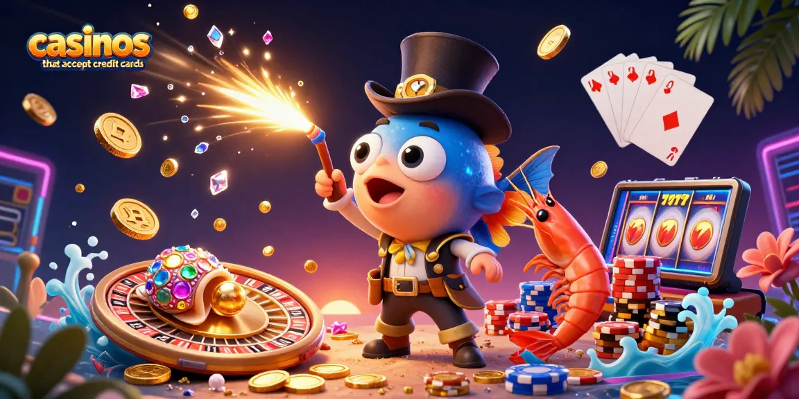 Attract golden coins in casinos that accept credit cards with a vibrant deep-sea themed illustration.