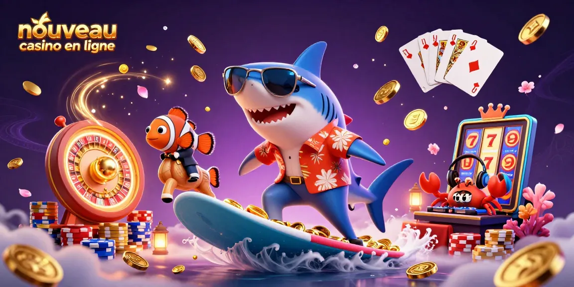 Découvrez le nouveau casino en ligne avec une scène vibrante de jeux et de personnages colorés.
