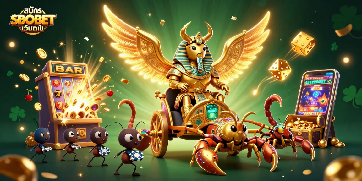 Engage with สมัคร SBOBET เว็บตรง using the powerful 3D golden scarab illustration, enhancing your online betting experience.