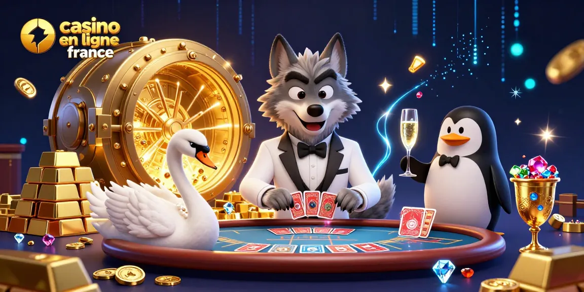 Plongez dans l'univers captivant des jeux de casino en ligne France avec une scène animée de personnages de casino.