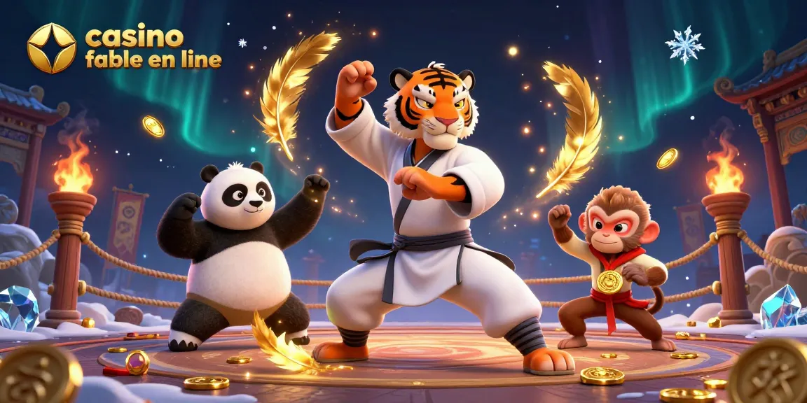Plongez dans l'univers du casino fiable en ligne avec ce maître kung-fu et ses disciples jouant et remportant des médailles dorées.