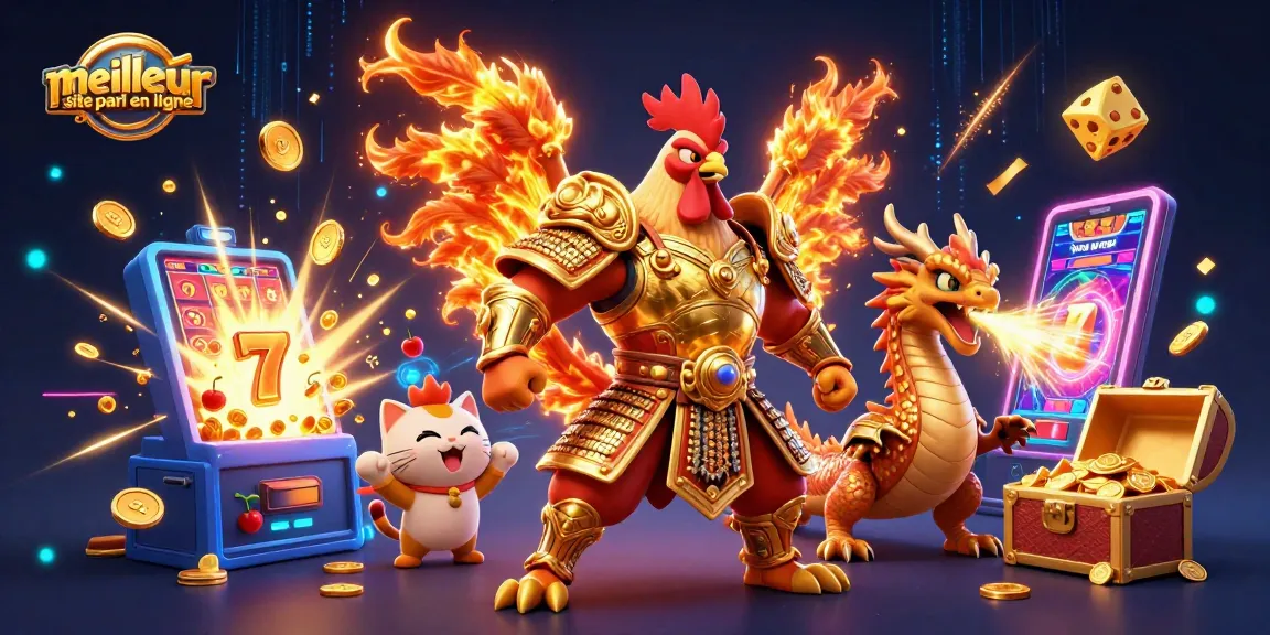 Gagnez sur le meilleur site de paris en ligne avec un guerrier et un dragon dans un décor captivant.